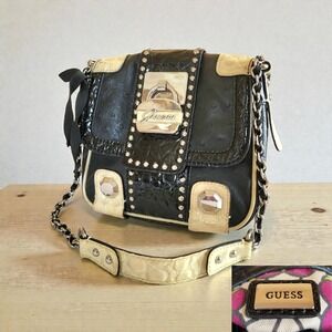 Guess‎ Shoulder Bag Black Cream 90s Y2K Style Purse